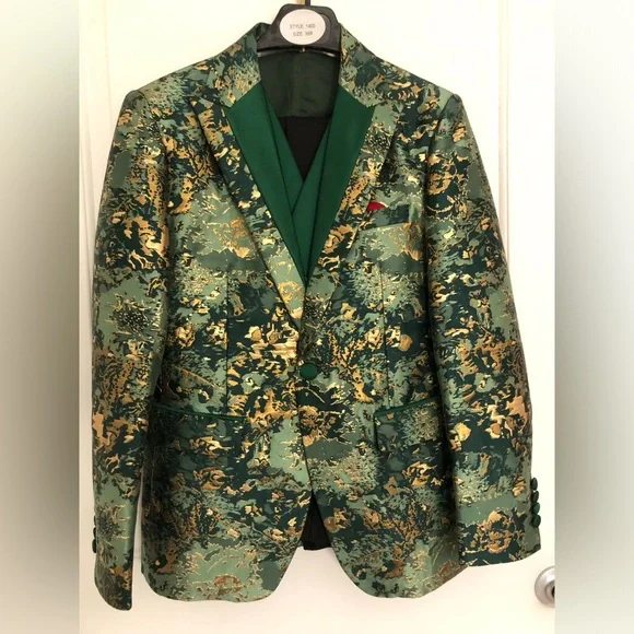 Green & Gold Camo Tuxedo – 3 Piece